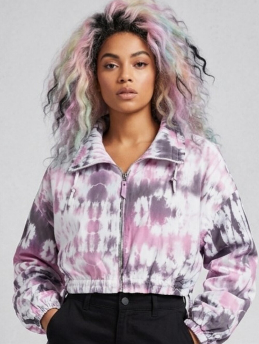 245. Bershka Tie-Dye Cropped Bomber Jacket